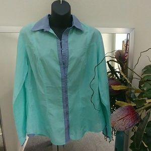 Venus Two Tone Button Down Top